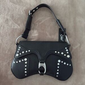 I.AM.GIA Black Shoulder Bag with Silver Accents